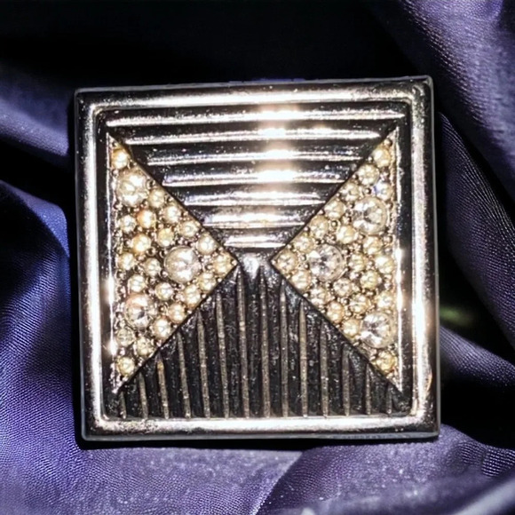 Vintage Pyramid Rhinestone Silver Tone Tiny Brooch - Picture 1 of 3